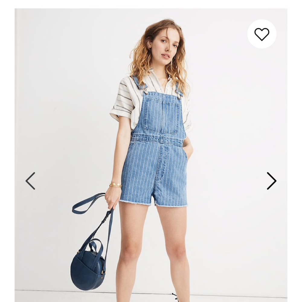 Madewell Pinyon Short Overalls in Pinstripe